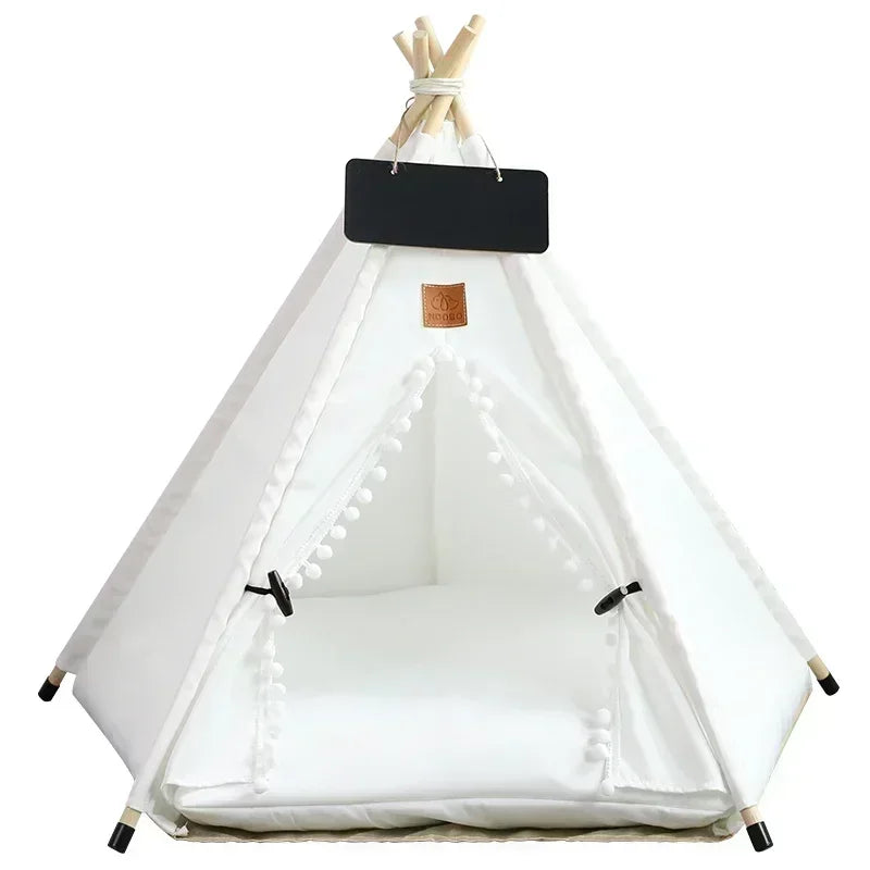 Pet Teepee Tent – Washable Indoor House with Cushion for Cats & Dogs