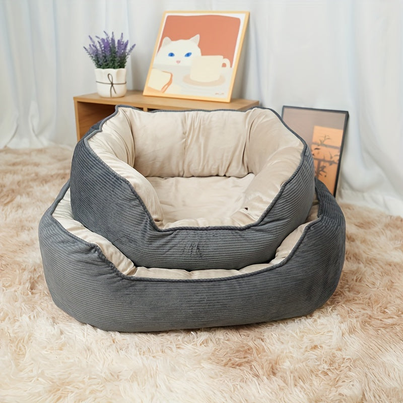 Warm Plush Dog Sofa Bed – Semi-Enclosed Cozy Pet Cushion