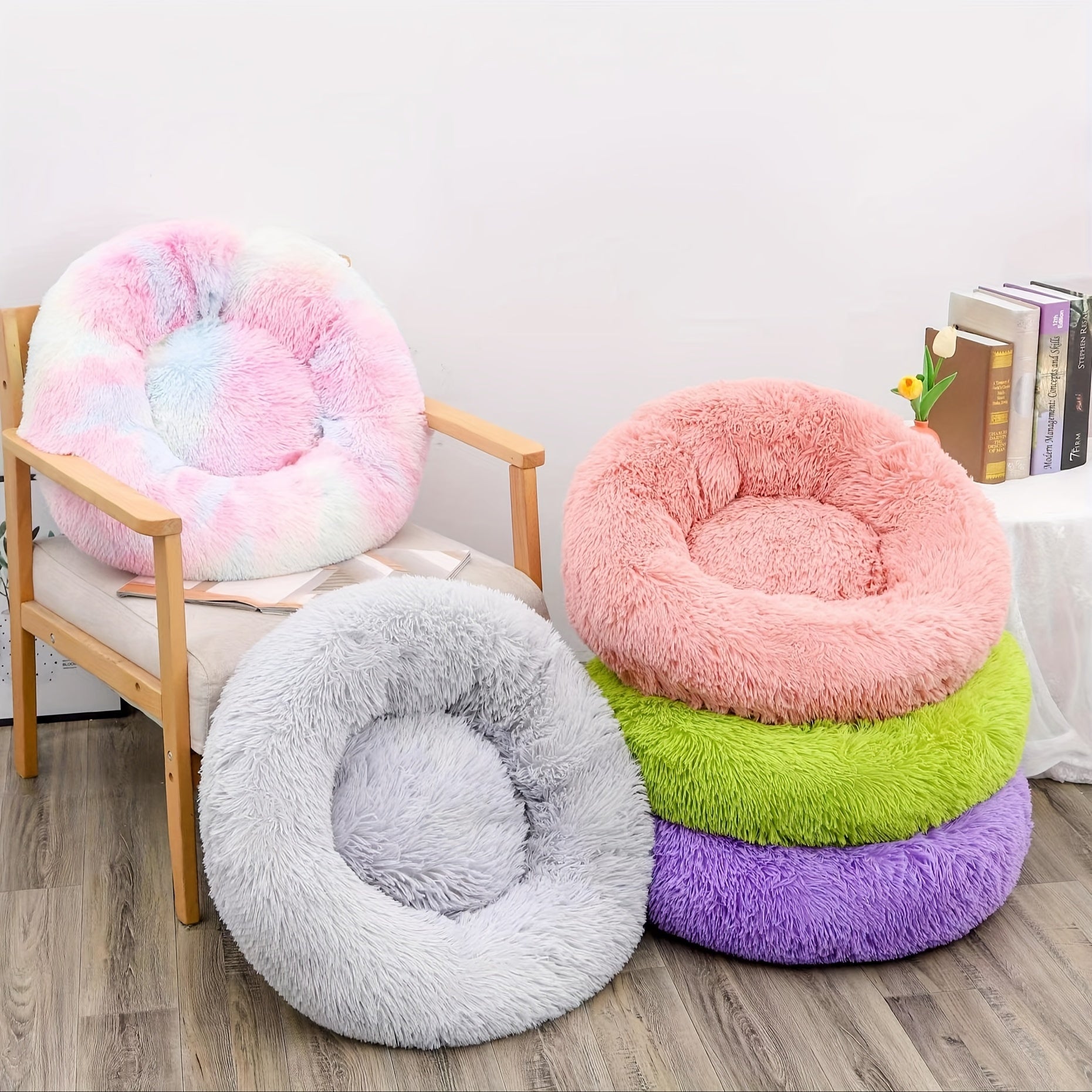 Soft Plush Round Dog Bed – Self-Warming Pet Nest