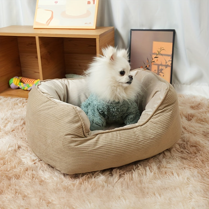 Warm Plush Dog Sofa Bed – Semi-Enclosed Cozy Pet Cushion