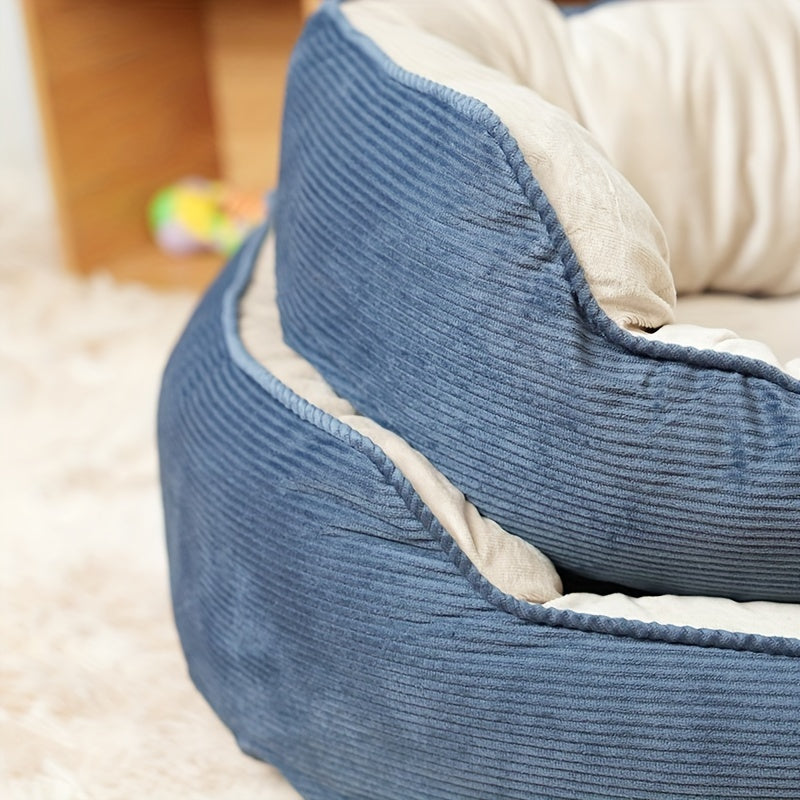 Warm Plush Dog Sofa Bed – Semi-Enclosed Cozy Pet Cushion