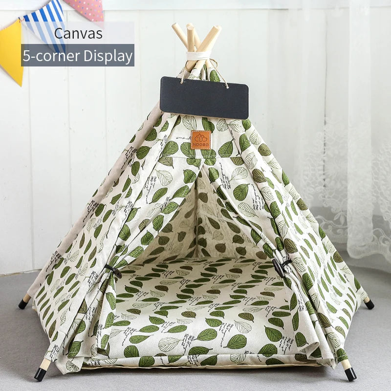 Pet Teepee Tent – Washable Indoor House with Cushion for Cats & Dogs