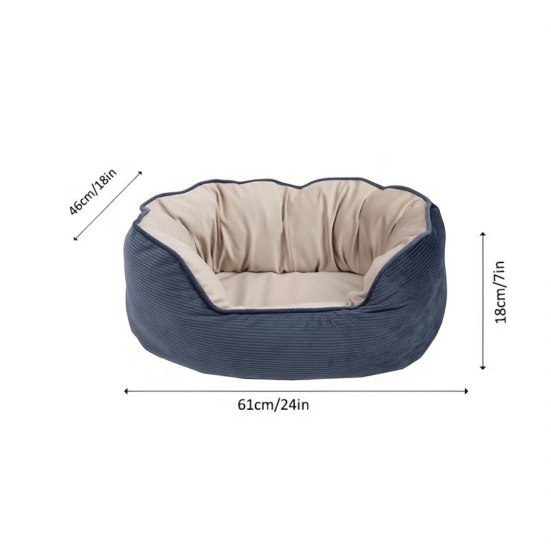 Warm Plush Dog Sofa Bed – Semi-Enclosed Cozy Pet Cushion