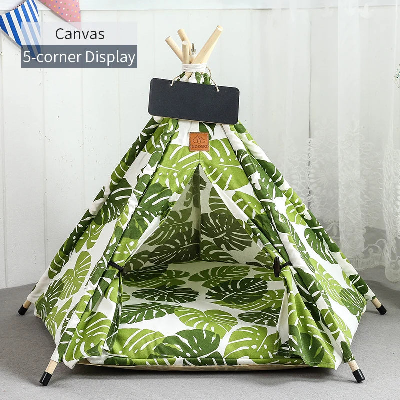 Pet Teepee Tent – Washable Indoor House with Cushion for Cats & Dogs