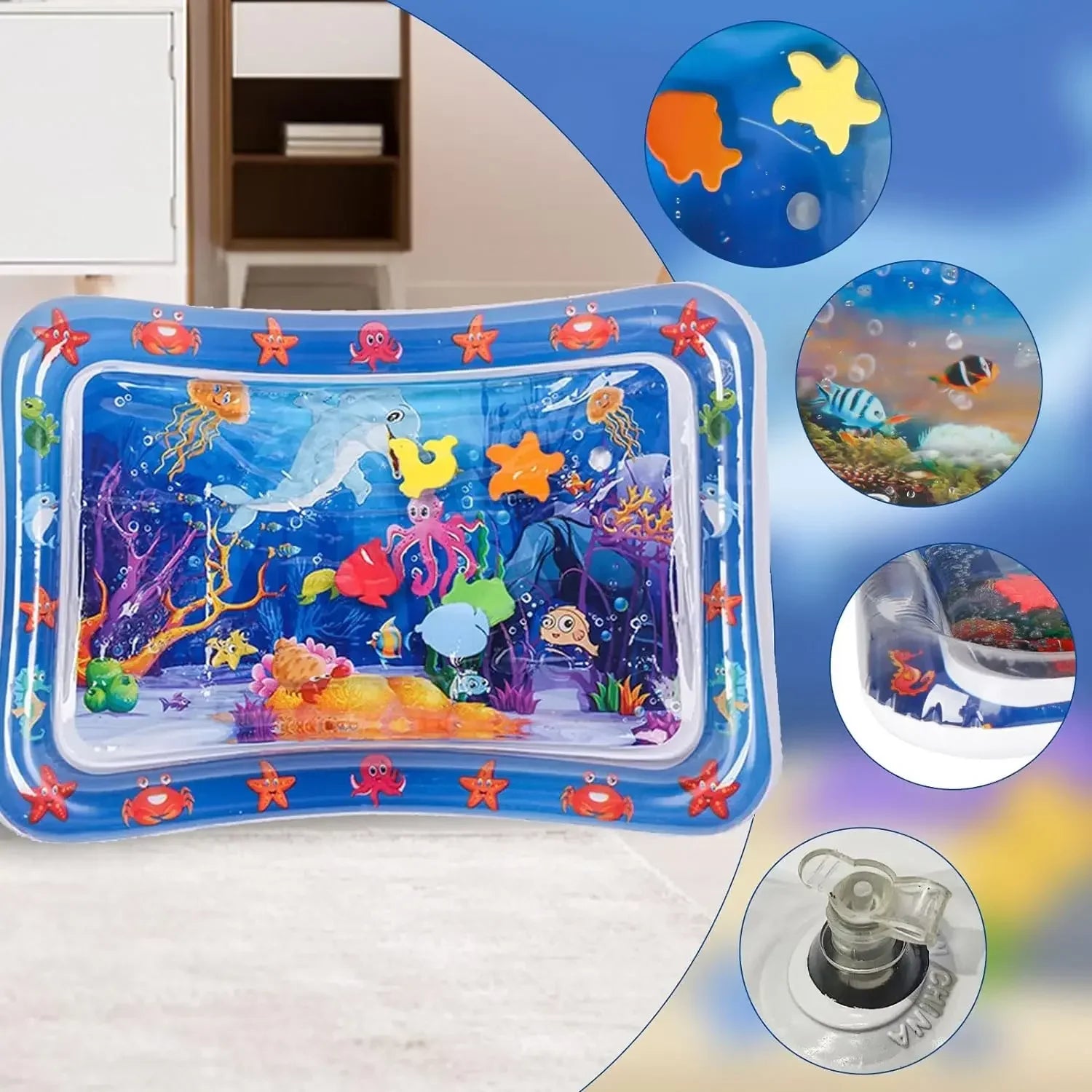 Inflatable Water Play Mat – Ocean-Themed Sensory Toy for Pets
