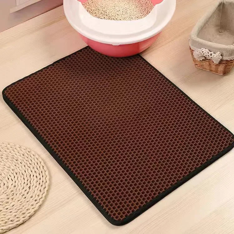Waterproof Cat Litter Mat – Double Layer, Non-Slip, Washable Pad + Free Gift