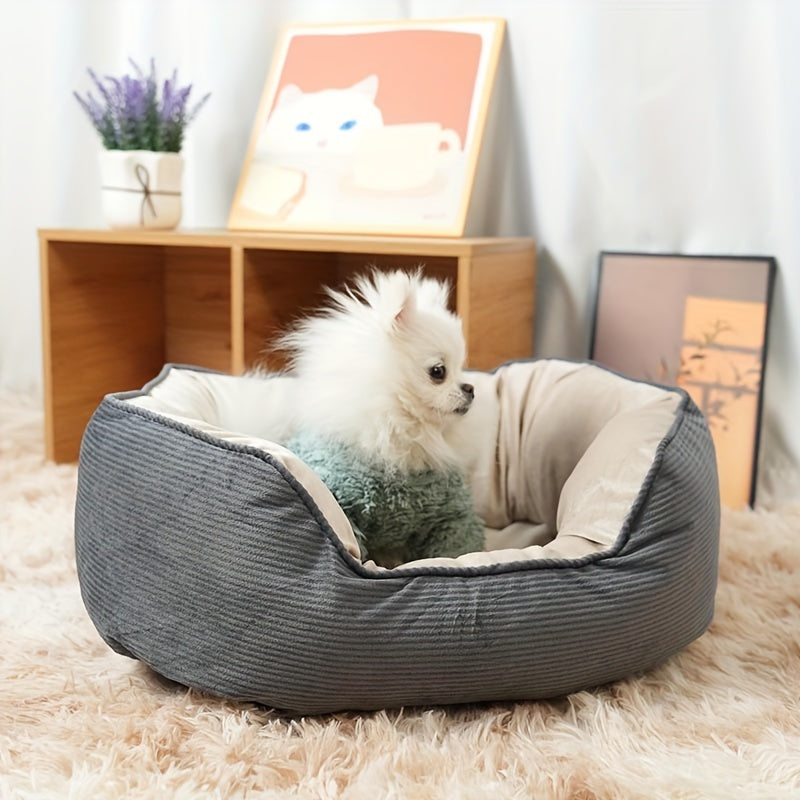 Warm Plush Dog Sofa Bed – Semi-Enclosed Cozy Pet Cushion