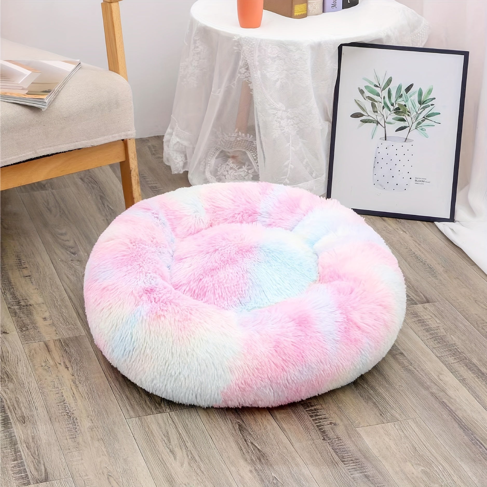 Soft Plush Round Dog Bed – Self-Warming Pet Nest