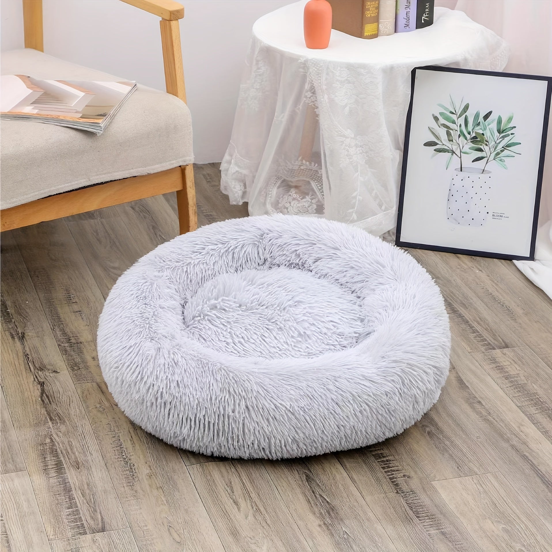Soft Plush Round Dog Bed – Self-Warming Pet Nest
