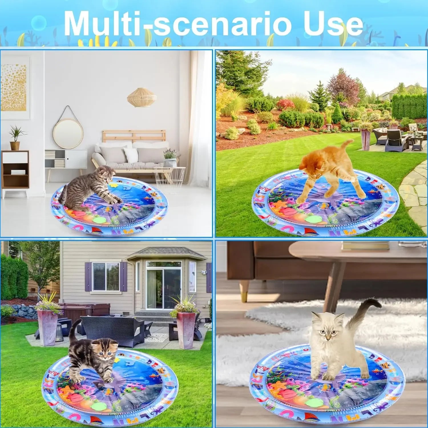 Inflatable Water Play Mat – Ocean-Themed Sensory Toy for Pets