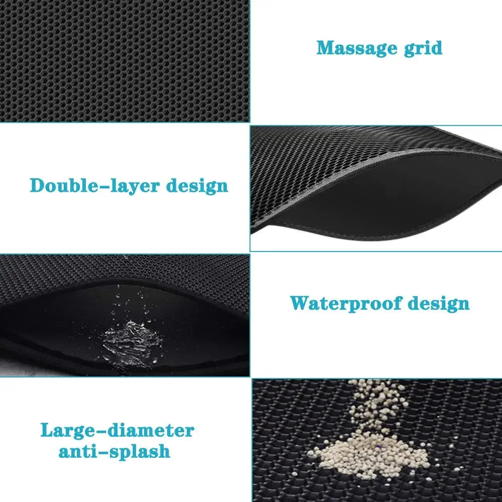 Waterproof Cat Litter Mat – Double Layer, Non-Slip, Washable Pad + Free Gift