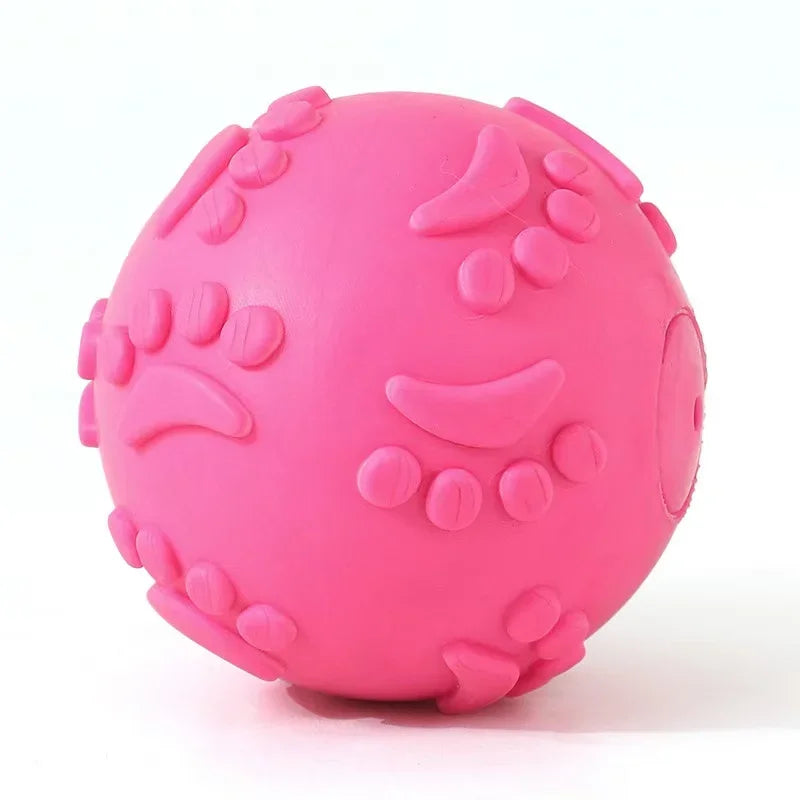 Dog Footprint Squeaky Ball – Bite-Resistant & Teeth-Cleaning Toy