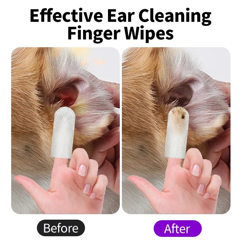 Pet Ear Cleaning Finger Wipes – Natural Ear Care for Dogs & Cats