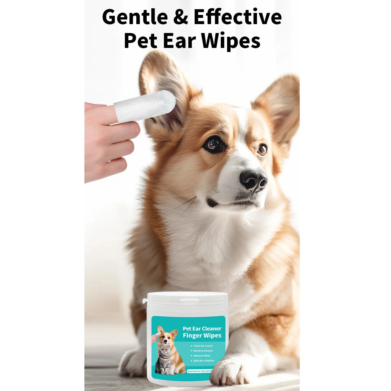 Pet Ear Cleaning Finger Wipes – Natural Ear Care for Dogs & Cats