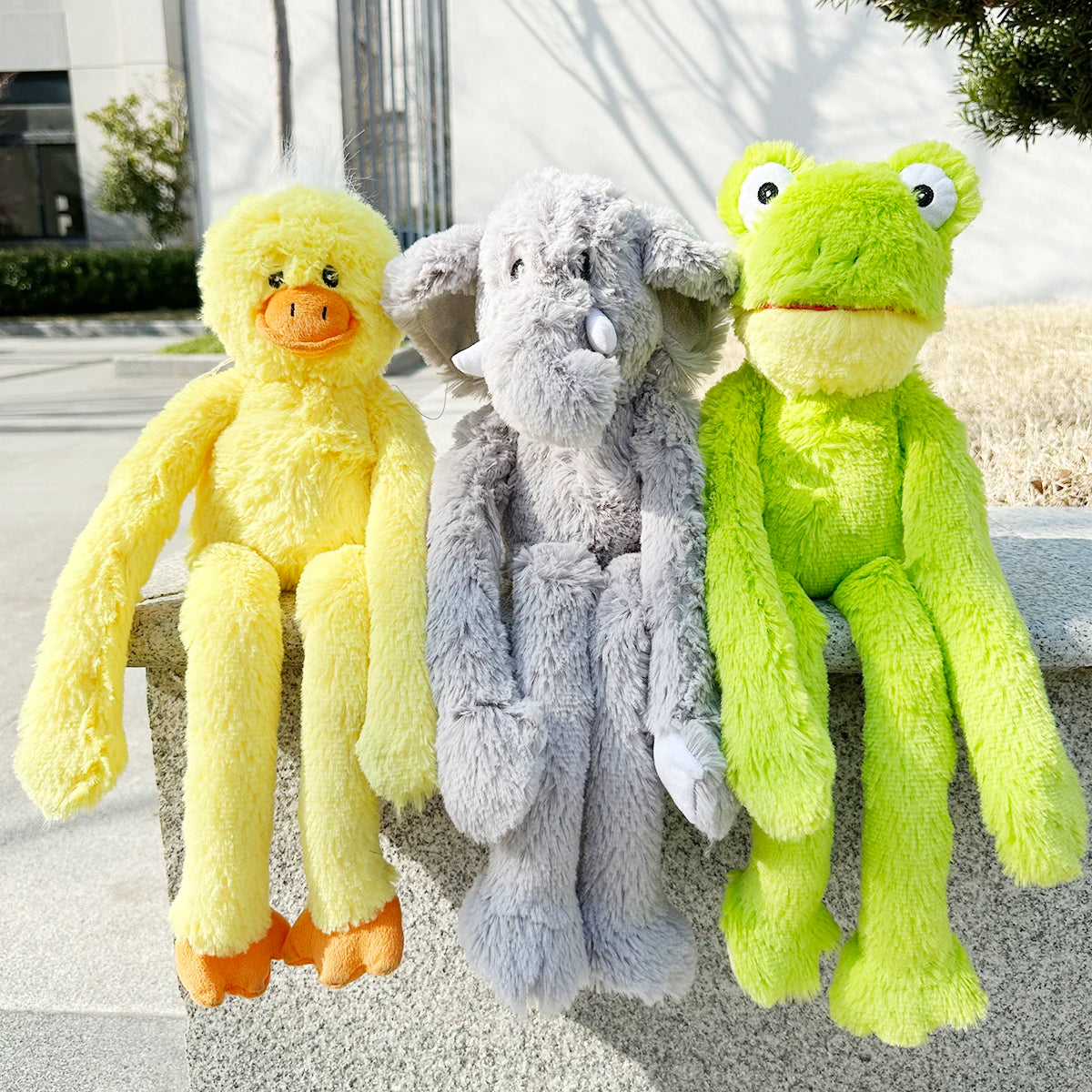 Squeaky Plush Dog Toy – Cute Chicken, Frog & Elephant Companions