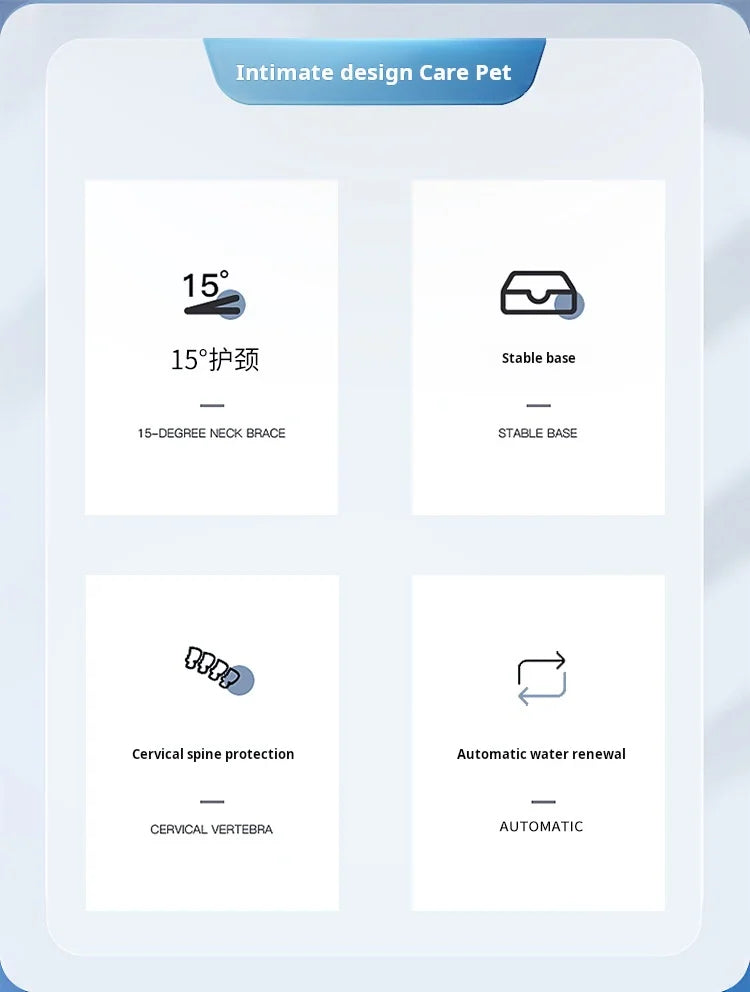 3-in-1 Tilted Cat Bowl with Automatic Water Feeder