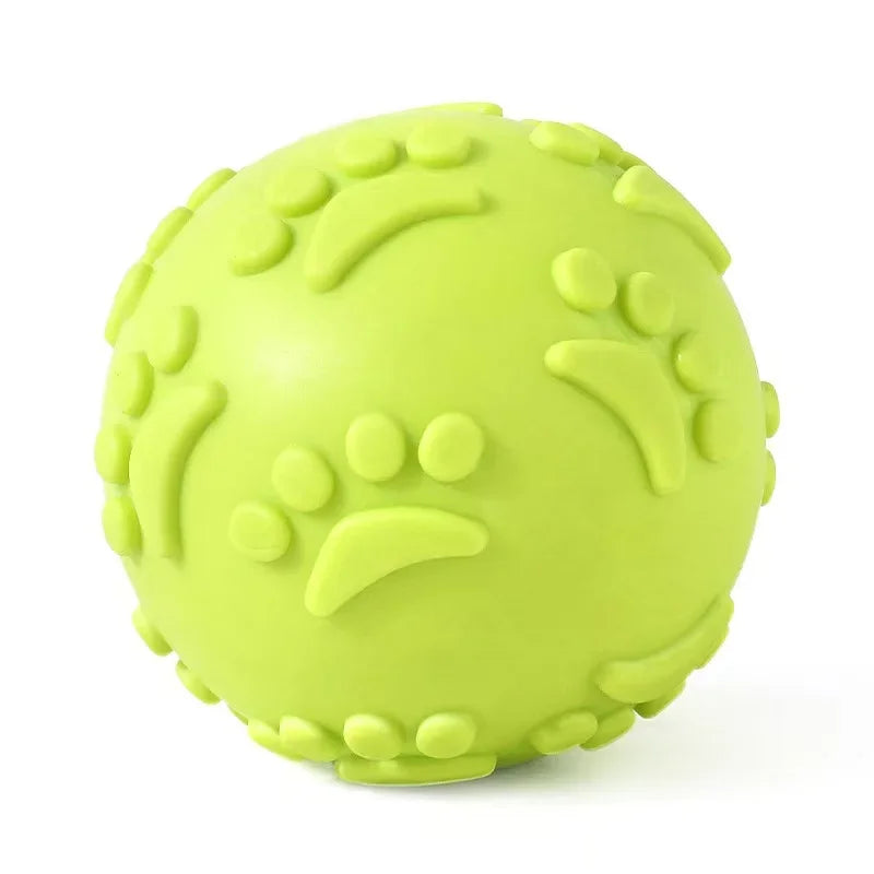 Dog Footprint Squeaky Ball – Bite-Resistant & Teeth-Cleaning Toy