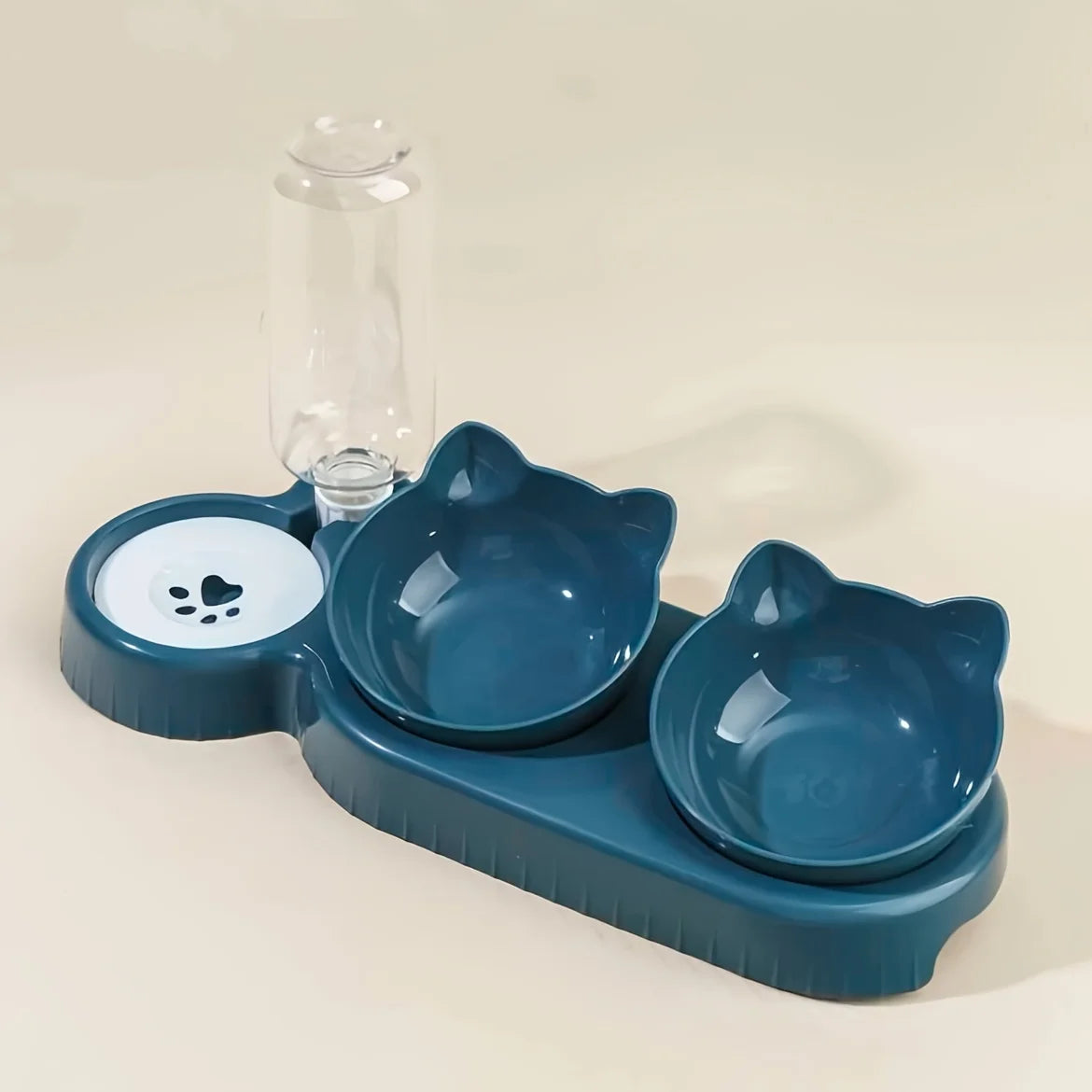 3-in-1 Tilted Cat Bowl with Automatic Water Feeder