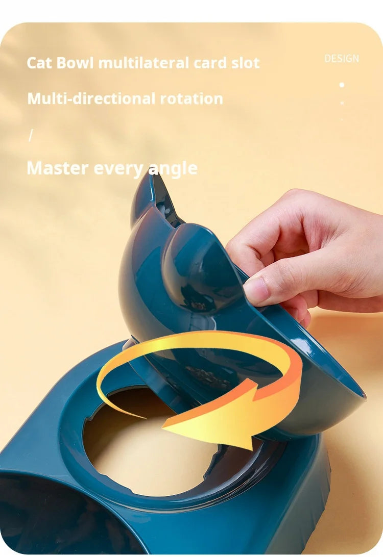 3-in-1 Tilted Cat Bowl with Automatic Water Feeder