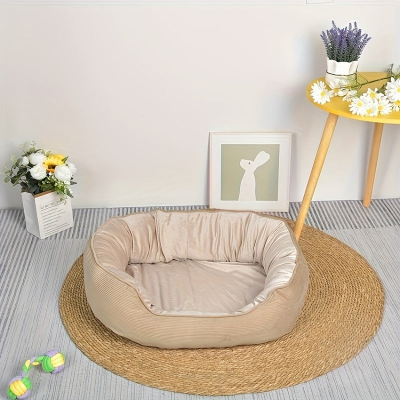 Warm Plush Dog Sofa Bed – Semi-Enclosed Cozy Pet Cushion