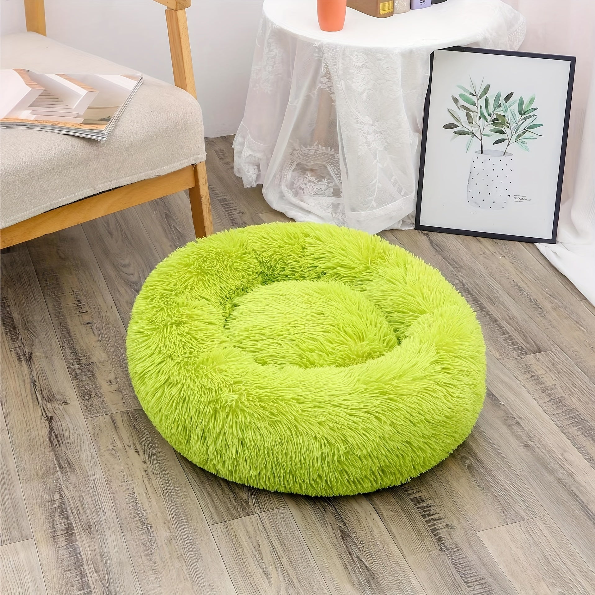 Soft Plush Round Dog Bed – Self-Warming Pet Nest