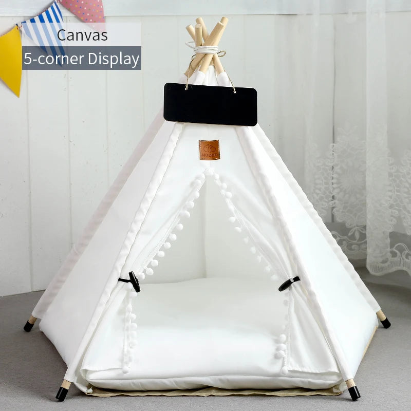 Pet Teepee Tent – Washable Indoor House with Cushion for Cats & Dogs