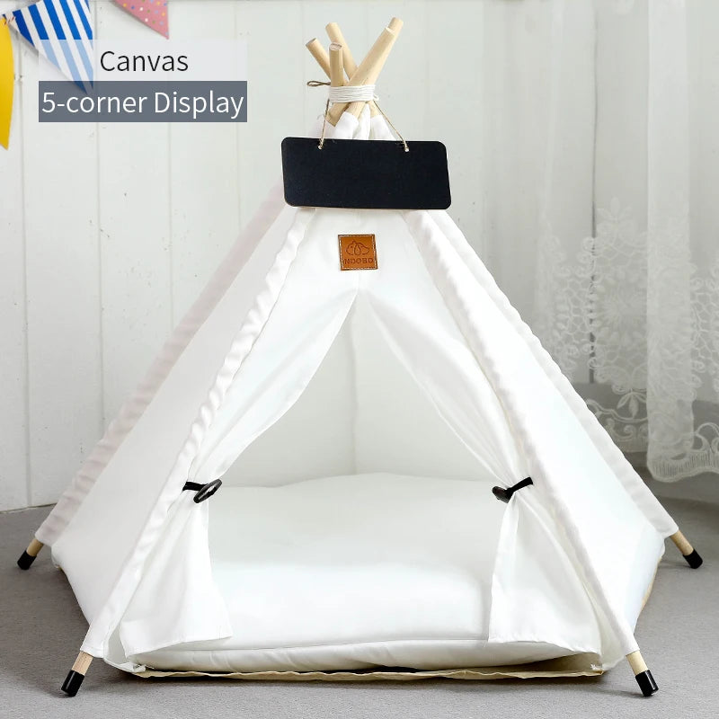 Pet Teepee Tent – Washable Indoor House with Cushion for Cats & Dogs