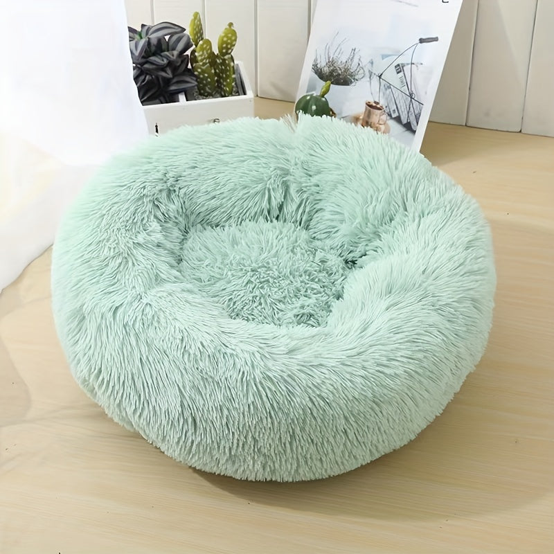 Soft Plush Round Dog Bed – Self-Warming Pet Nest