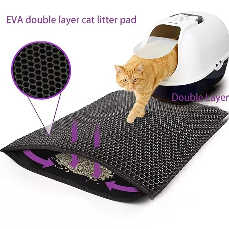 Waterproof Cat Litter Mat – Double Layer, Non-Slip, Washable Pad + Free Gift