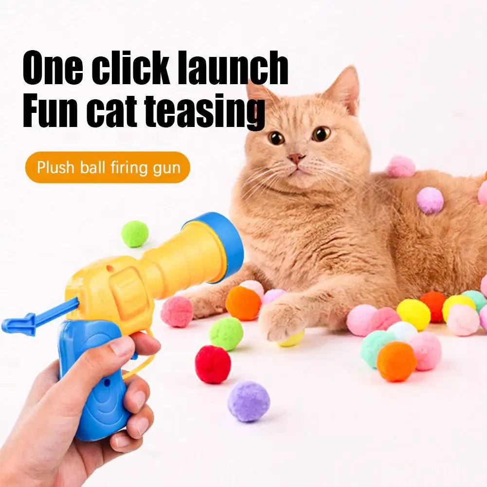 Interactive Cat Launcher Toy – Plush Ball Shooter for Kittens
