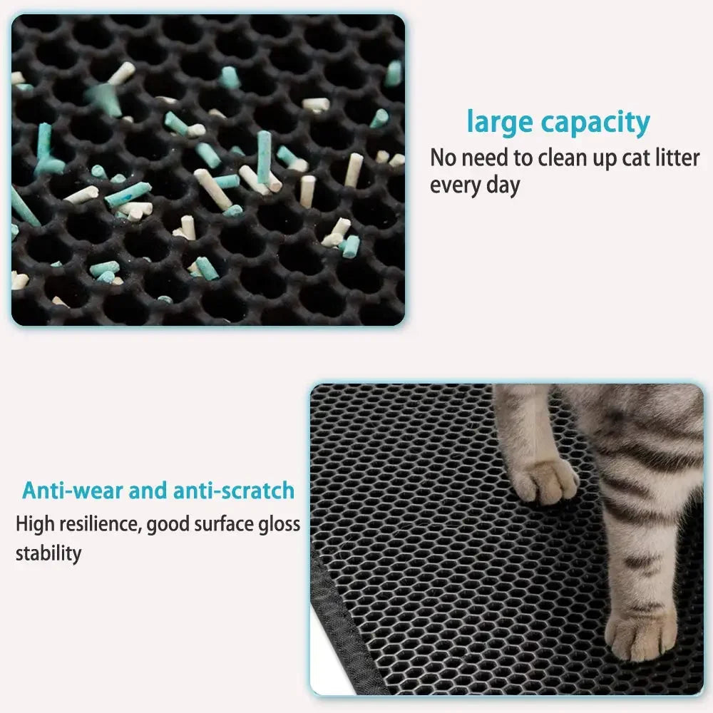 Waterproof Cat Litter Mat – Double Layer, Non-Slip, Washable Pad + Free Gift