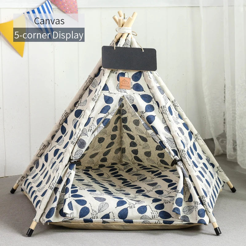 Pet Teepee Tent – Washable Indoor House with Cushion for Cats & Dogs