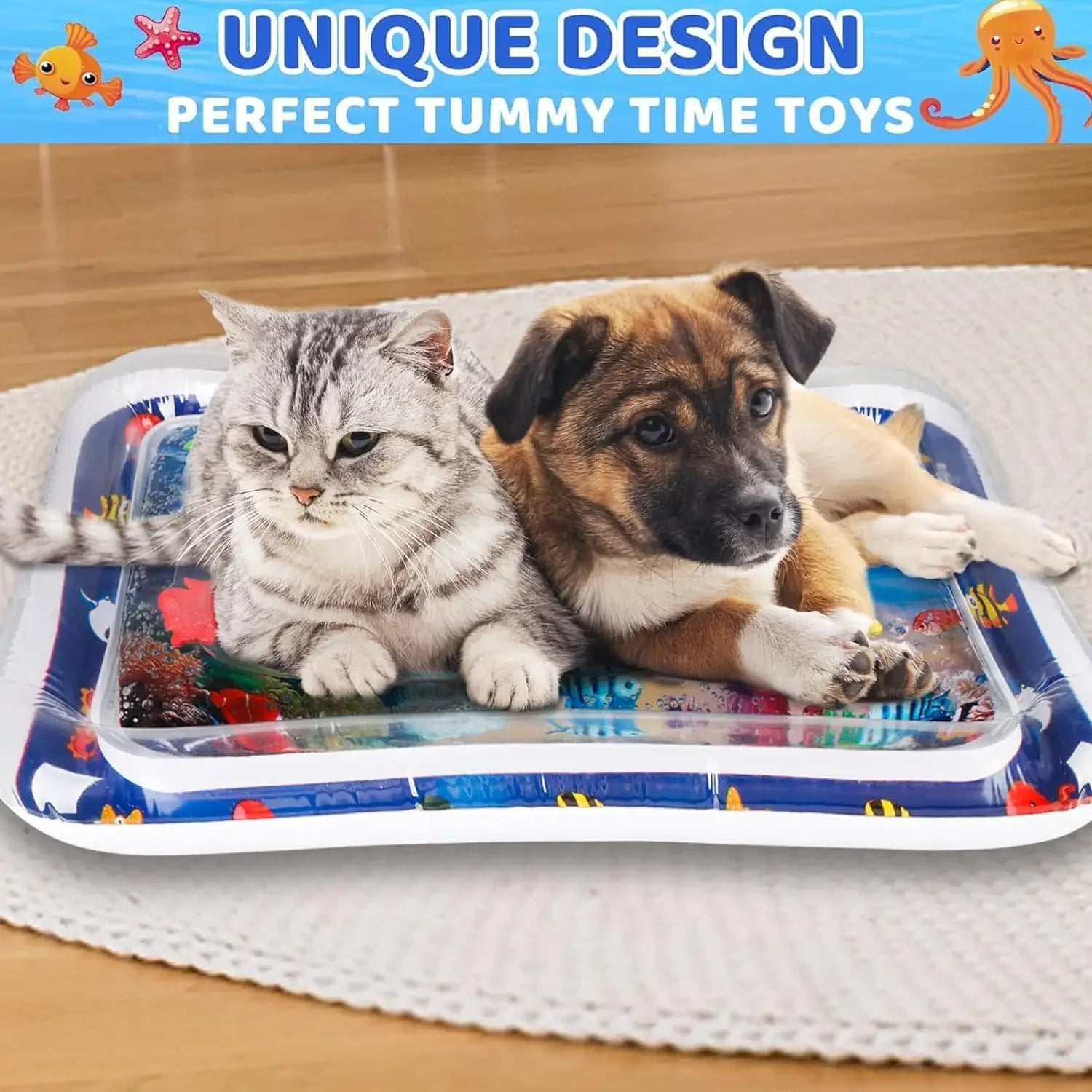 Inflatable Water Play Mat – Ocean-Themed Sensory Toy for Pets